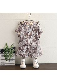 2pcs Toddler Boy Exotic Bobo Allover Print Lapel Collar Shirt and Shorts Set