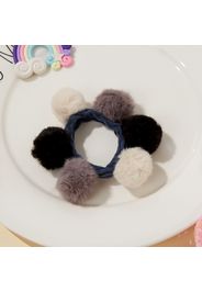 Macron Color Plush Balls Elastic Scrunchie for Girls