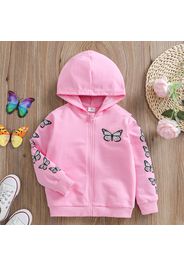 Toddler Girl Butterfly Print Zipper Hoodie Sweatshirt Jacket