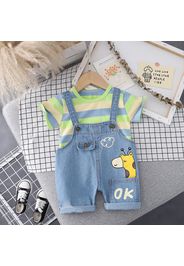 Denim 2pcs Multi Color Striped Short-sleeve Baby Set