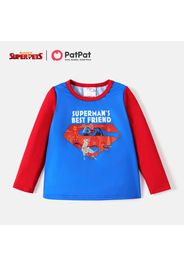 Super Pets Toddler Girl/Boy Letter Print Colorblock Long-sleeve Tee