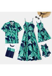 Family Matching Allover Palm Leaf Print Cami Dresses and Short-sleeve Tops Sets