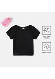 Baby Boy Black Textured Short-sleeve T-shirt