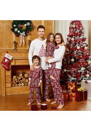 Christmas Letter Print Top and Striped Pants Pajamas Sets (Flame Resistant)