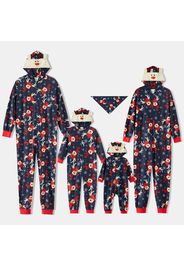 Christmas Reindeer Print 3D Ear Family Matching Long-sleeve Hooded Onesies Pajamas Sets (Flame Resistant)