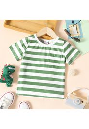 Toddler Boy Animal Dinosaur Print/Stripe Pocket Design Short-sleeve Tee