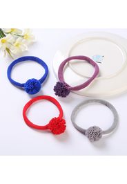 4-pack Pure Color Flower Ball Hair Ties Hair Accessories for Girls