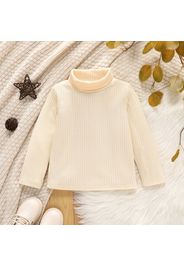 Toddler Girl Turtleneck Ribbed Solid Color Long-sleeve Tee