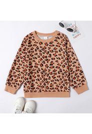 Kid Girl Casual Leopard Print Pullover Sweatshirt