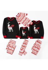 Christmas Reindeer and Letter Print Family Matching Long-sleeve Pajamas Sets (Flame Resistant)