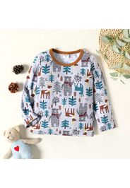 Toddler Boy Tree Animal Print Long-sleeve Casual Tee