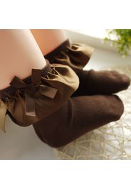 Baby / Toddler Girl Bow Decor Silk Design Stretchy Solid Socks