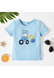 Toddler Boy Graphic Mouse and Excavator and Letter Print Short-sleeve Tee