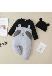 2pcs Raccoon Print Splice 3D Ear Long-sleeve Baby Set