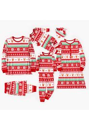 Family Matching Allover Red Christmas Snowflake Print Long-sleeve Pajamas Set(Flame Resistant)