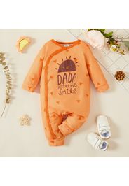 Baby Girl Ginger/Brown Print Long-sleeve Jumpsuit Onesies