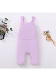 Solid Pocket Decor Sleeveless Baby Jumpsuit Overalls