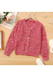 Kid Girl Button Design Solid Knit Sweater Cardigan