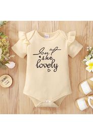 Baby Girl Letter Embroidered Waffle Ruffle Short-sleeve Romper