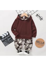 2-piece Toddler Boy/Girl Leaf Print Hoodie Sweatshirt and Pants Set