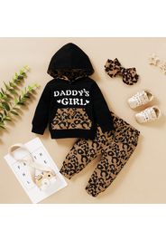 3pcs Leopard Print Hooded Long-sleeve Baby Set