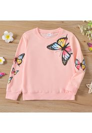 Kid Girl Butterfly Print Casual Pullover Sweatshirt