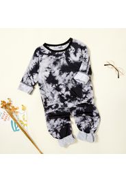 2-piece Toddler Boy Tie Dye Long-sleeve Tee and Elasticized Pants Set