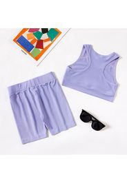 Kid Girl Solid Sleeveless Shorts Leggings  Sets