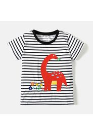 Kid Boy Animal Dinosaur Print Stripe/Dark Blue Long-sleeve Tee