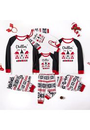 Christmas Gnome and Letter Print Family Matching Raglan Long-sleeve Pajamas Sets (Flame Resistant)