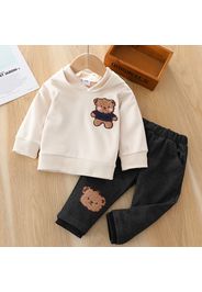 2pcs Baby Cartoon Bear Pattern Long-sleeve Hoodie and Trousers Set