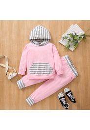 2-piece Toddler Boy Striped Colorblock Hoodie Sweatshirt and Pants Set