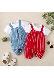 Baby Boy/Girl 95% Cotton Short-sleeve Faux-two Striped Romper