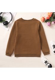 Kid Boy/Kid Girl Textured Solid Color Round-collar Sweatshirt