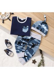 3pcs Baby Boy 95% Cotton Short-sleeve T-shirt and Camouflage Pants with Hat Set