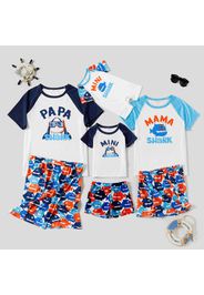 Family Matching Tropical Shark Print Raglan Short Sleeve Pajamas Set(Flame Resistant)