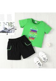 2pcs Baby Boy Short-sleeve Graphic T-shirt and Shorts Set