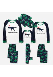 Christmas Dinosaur and Letter Print Family Matching Raglan Long-sleeve Pajamas Sets