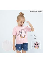 [2Y-6Y] Go-Neat Water Repellent and Stain Resistant Toddler Girl Animal Owl Print Short-sleeve Tee