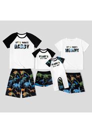 Family Matching Dinosaur and Letter Print Raglan Short-sleeve Pajamas Sets (Flame Resistant)