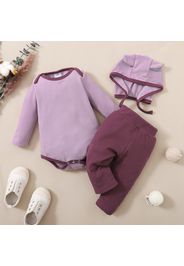 3pcs Baby Colorblock Long-sleeve Romper and Trousers Set