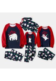 Christmas Polar Bear Print Splice Long-sleeve Family Matching Pajamas Sets(Flame Resistant)