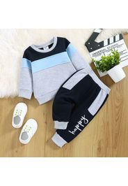 2pcs Baby Colorblock Long-sleeve Sweatshirt and Sweatpants Set