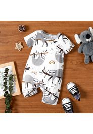 Baby Boy/Girl All Over Sloth Print Short-sleeve Romper