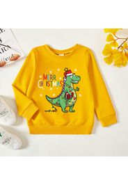 Christmas Toddler Boy Graphic Dinosaur and Snowflake and Letter Print Long-sleeve Pullover