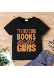 Kid Boy/Kid Girl "BANNING GUNS" Letter Print Slogan Casual Short-sleeve Cotton Tee