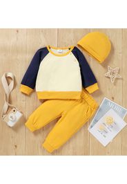 3pcs Color Block Splice Long-sleeve Baby Set