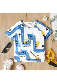 Toddler Boy Letter Vehicle Print Short-sleeve Tee