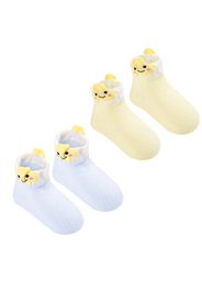 2-pack Pure Color Cartoon Screw Mouth Cotton Socks