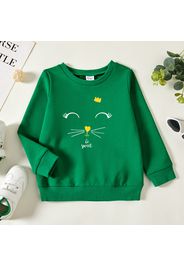 Toddler Girl Graphic Kitty and Letter Print Long-sleeve Pullover